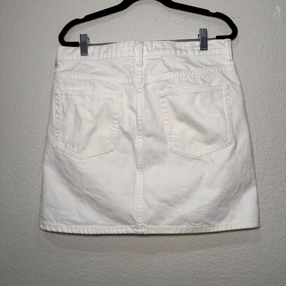 Everlane White Denim Mini Skirt High Waisted 100% Cotton Size 30